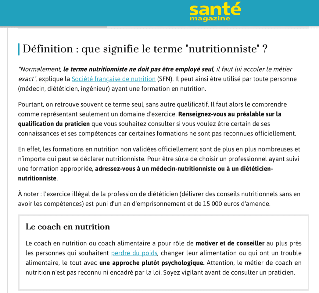 nutritionniste reconnu