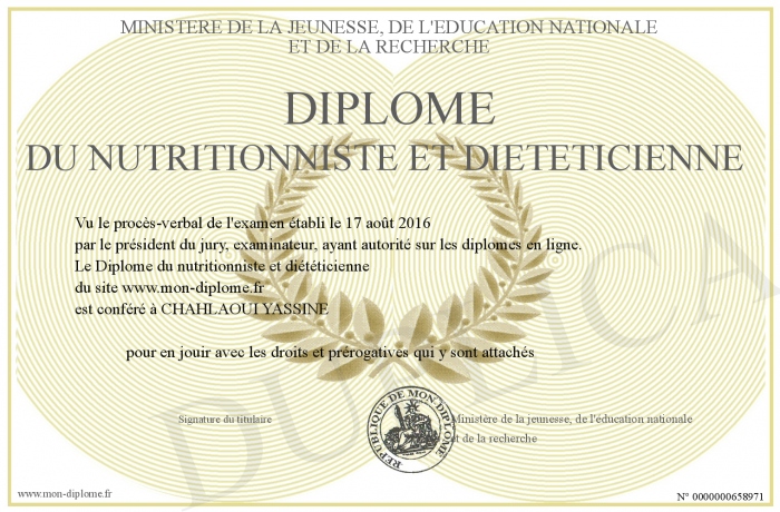 diplome dieteticien